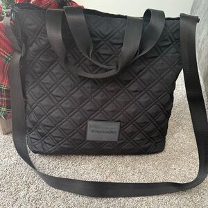 Tahari Black Quilted Nylon Tote/Shoulder Bag